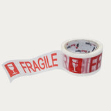 Fragile white packaging tape roll