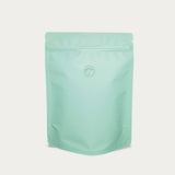 Pastel green coffee bag with zip lock & valve