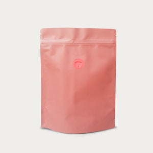Pink coffee bag with zipi lock & valve