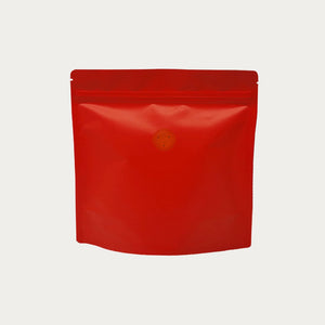 Red matte square shape coffee bag front view