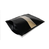 Black kraft stand up pouch window right side view