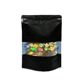 Black stand up pouch window matte packed with candies