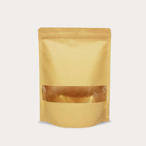 Brown kraft stand up pouch window gloss