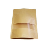 Brown kraft stand up pouch window matte bottom front view