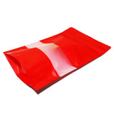 Red stand up pouch window empty right side view
