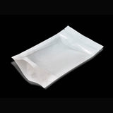 Stand up pouch white with transparent front right side view