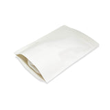 White kraft coffee bag stand up pouch right side profile view