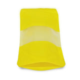 Yellow stand up pouch window empty bottom front view