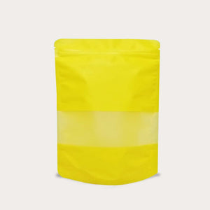Yellow stand up pouch window matte