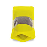 Yellow stand up pouch window matte bottom front view