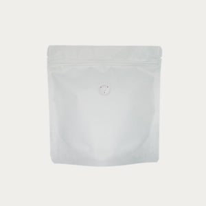 White matte square shape coffee bag front view