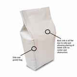 White coffee gusset bag side seal illustration of no center seal