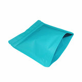 Blue green square shape stand up pouch left bottom view