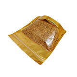 Clear Gold square shape stand up pouch top zip lock view 1