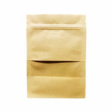 Front view of a kraft paper flat pouch with window