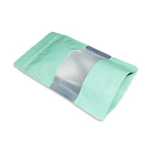 Pastel green stand up pouch window foil left side view