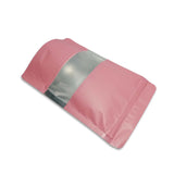 Pink stand up pouch window foil zip lock view