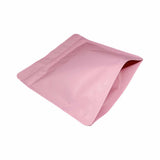 Pink matte square shape stand up pouch left bottom view