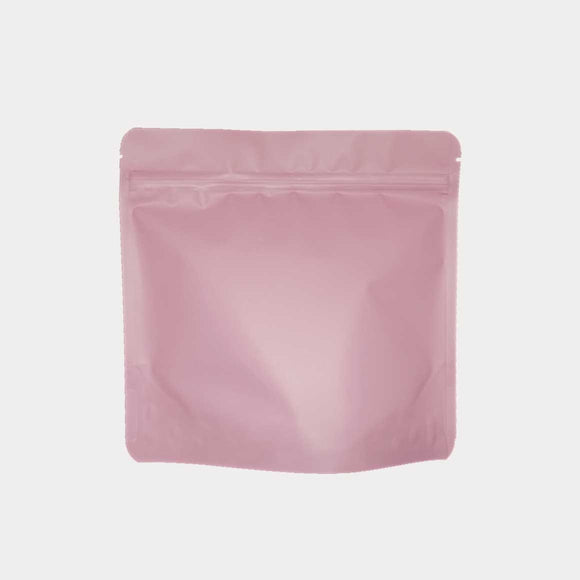Pink matte square shape stand up pouch front view