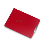 An open red flat pouch
