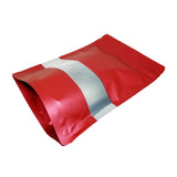 Red stand up pouch window foil right side view