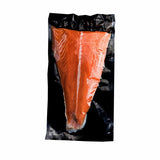 Black vacuum bag used to seal salmon