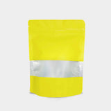 Yellow stand up pouch window with vmpet